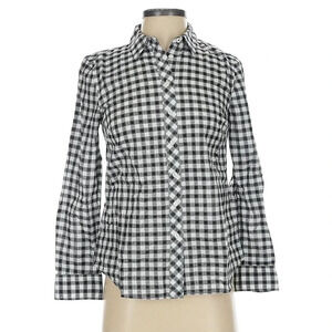 EUC! Talbots black and white gingham long sleeve button down, sz SP